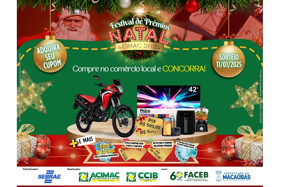 ACIMAC LANÇA A ESPERADA CAMPANHA FESTIVAL DE PRÊMIOS NO NATAL DA ACIMAC 2024